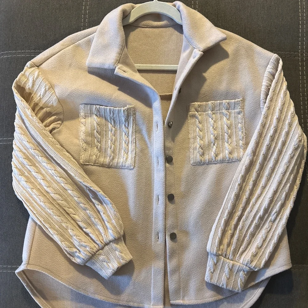 Beige sweater jacket - Picture 1 of 5